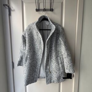 J. Crew Gray and White Teddy Jacket